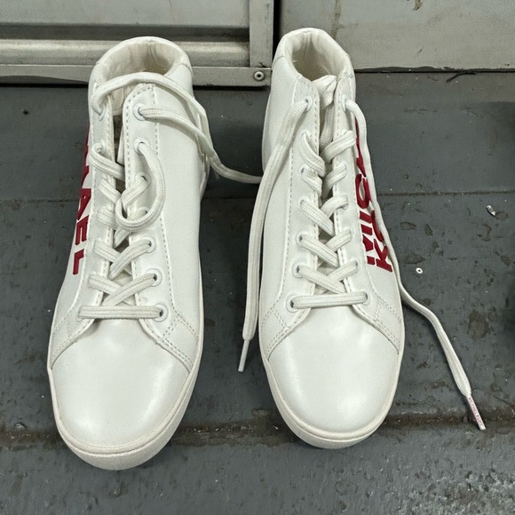 Michael Kors Shoes - Michael Kors CHAPMAN HIGH TOP SNEAKERS OPTIC WHITE-RED,no box